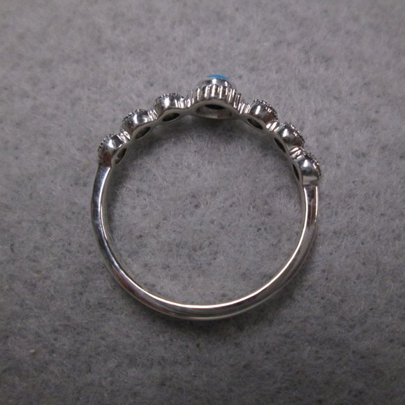 TURQUOISE & MARCASITE 925 Sterling Silver Ring> Dainty, Promise,Love,Non Tarnish - Picture 5 of 6